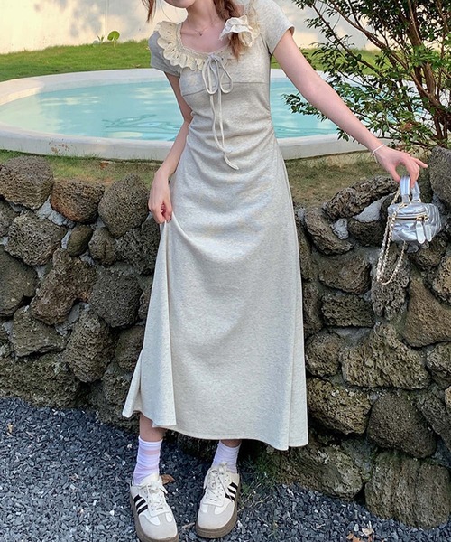 aimoha（アイモハ）の「レース襟リボンマキシワンピース (SS)（ワンピース・レディース・ライトベージュ・LARGE/MEDIUM/SMALL）」の12枚目の写真