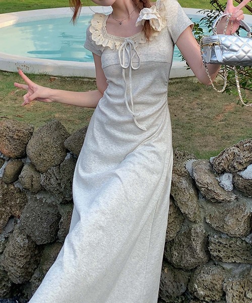 aimoha（アイモハ）の「レース襟リボンマキシワンピース (SS)（ワンピース・レディース・ライトベージュ・LARGE/MEDIUM/SMALL）」の13枚目の写真