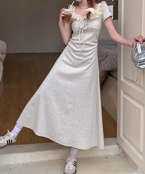 aimoha（アイモハ）の「レース襟リボンマキシワンピース (SS)（ワンピース・レディース・ライトベージュ・LARGE/MEDIUM/SMALL）」の14枚目の写真