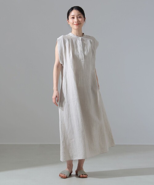 TICCA（ティッカ）の「TICCA / リネン 2WAY フレンチスリーブ ワンピース（ワンピース・レディース・ネイビー/ベージュ・ONE SIZE）」の3枚目の写真