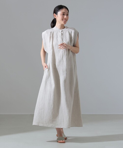 TICCA（ティッカ）の「TICCA / リネン 2WAY フレンチスリーブ ワンピース（ワンピース・レディース・ネイビー/ベージュ・ONE SIZE）」の4枚目の写真