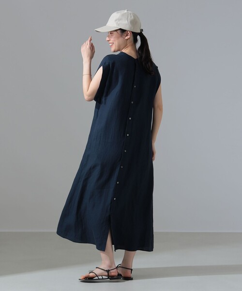 今期TICCA ティッカ リネン 2WAY フレンチスリーブワンピース ネイビー TICCA / リネン 2WAY フレンチスリーブ ワンピース（ワンピース