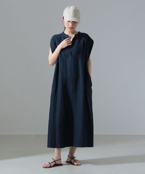 TICCA（ティッカ）の「TICCA / リネン 2WAY フレンチスリーブ ワンピース（ワンピース・レディース・ネイビー/ベージュ・ONE SIZE）」の8枚目の写真