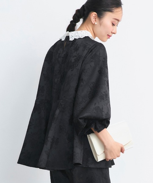 オケージョンドレス 結婚式 ｜ 2WAY レース襟付き ペプラムトップス