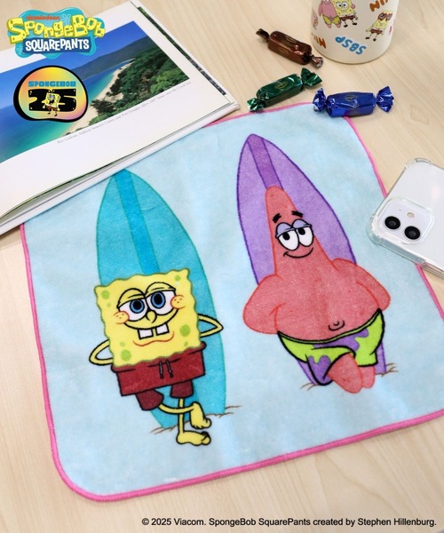 BAYFLOW(ベイフロー)の「【SpongeBob(スポンジ・ボブ)×BAYFLOW】タオルハンカチ(ハンカチ/ハンドタオル・レディース・ブルー/イエロー・0)」の2枚目の写真