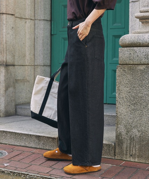 MONO-MART LADY'S（モノマートレディース）の「【セットアップ対応】センタープレス ストレート デニムパンツ（デニムパンツ・レディース・ネイビー/ブラック・M/S）」の5枚目の写真