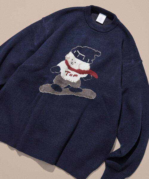 FREAK'S STORE（フリークスストア）の「tombonia/トムボニア スノーボード ムック クルーネック ニット（ニット/セーター・メンズ・ネイビー/グレー/オフホワイト・MEDIUM/LARGE）」の3枚目の写真