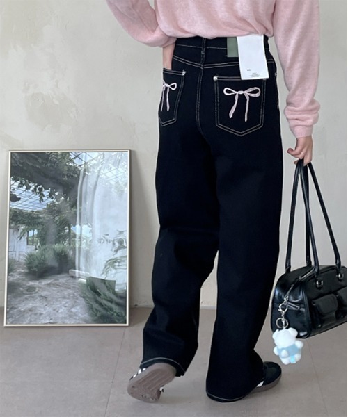 リボン刺繍ポケットパンツ/2025 SS COLLECTION（デニムパンツ