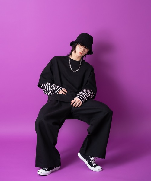 a.p.o.v.(エーピーオービー)の「a.p.o.v. ボーダースリーブフェイクレイヤードスウェットカットソー(Tシャツ/カットソー・メンズ・ネイビー/ブラック・ONESIZE)」の6枚目の写真