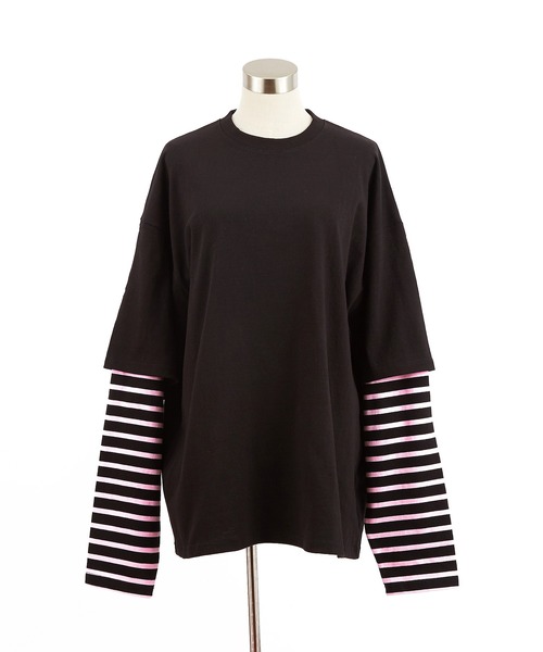 a.p.o.v.(エーピーオービー)の「a.p.o.v. ボーダースリーブフェイクレイヤードスウェットカットソー(Tシャツ/カットソー・メンズ・ネイビー/ブラック・ONESIZE)」の7枚目の写真