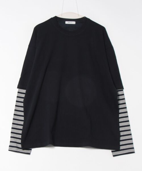 a.p.o.v.(エーピーオービー)の「a.p.o.v. ボーダースリーブフェイクレイヤードスウェットカットソー(Tシャツ/カットソー・メンズ・ネイビー/ブラック・ONESIZE)」の15枚目の写真