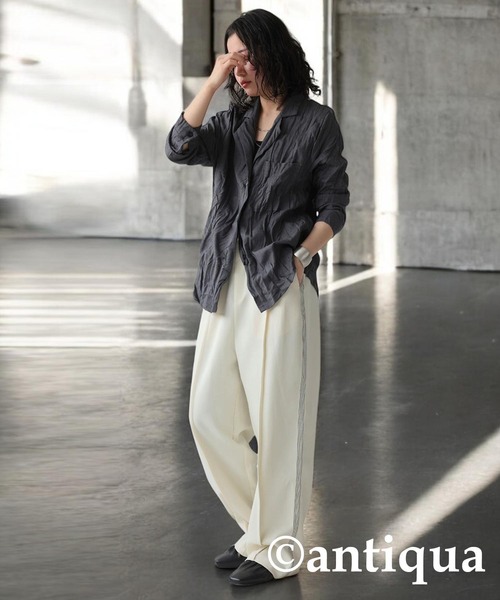 antiqua(アンティカ)の「ステッチパンツ(その他パンツ・レディース・ブラック/アイボリー・ONESIZE)」の6枚目の写真