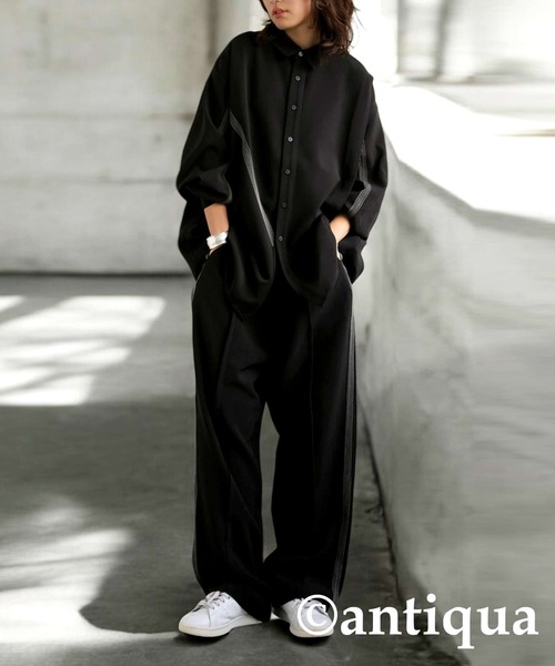 antiqua(アンティカ)の「ステッチパンツ(その他パンツ・レディース・ブラック/アイボリー・ONESIZE)」の8枚目の写真