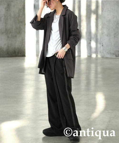 antiqua(アンティカ)の「ステッチパンツ(その他パンツ・レディース・ブラック/アイボリー・ONESIZE)」の9枚目の写真