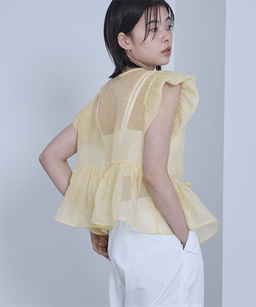 miette(ミエット)の「バルーンスリーブリボンシアーブラウス(シャツ/ブラウス・レディース・ブラック/オフホワイト/イエロー・FREE)」の1枚目の写真