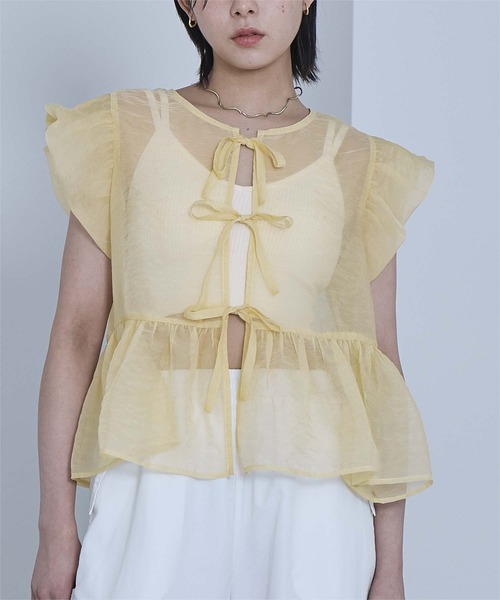 miette(ミエット)の「バルーンスリーブリボンシアーブラウス(シャツ/ブラウス・レディース・ブラック/オフホワイト/イエロー・FREE)」の19枚目の写真