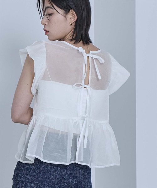 miette(ミエット)の「バルーンスリーブリボンシアーブラウス(シャツ/ブラウス・レディース・ブラック/オフホワイト/イエロー・FREE)」の7枚目の写真