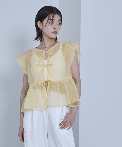 miette(ミエット)の「バルーンスリーブリボンシアーブラウス(シャツ/ブラウス・レディース・ブラック/オフホワイト/イエロー・FREE)」の20枚目の写真
