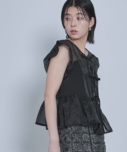 miette(ミエット)の「バルーンスリーブリボンシアーブラウス(シャツ/ブラウス・レディース・ブラック/オフホワイト/イエロー・FREE)」の14枚目の写真