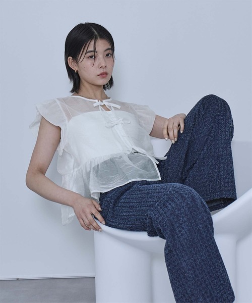 miette(ミエット)の「バルーンスリーブリボンシアーブラウス(シャツ/ブラウス・レディース・ブラック/オフホワイト/イエロー・FREE)」の9枚目の写真
