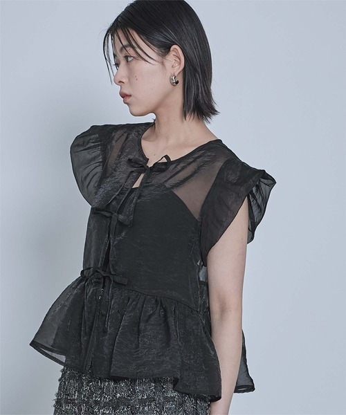 miette(ミエット)の「バルーンスリーブリボンシアーブラウス(シャツ/ブラウス・レディース・ブラック/オフホワイト/イエロー・FREE)」の18枚目の写真