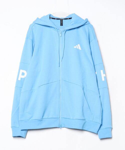 adidas（アディダス）の「アディダス adidas ワーディング パック ルーズフィット フレンチテリー フルジップパーカー（パーカー・メンズ・グレー/ブラック/ターコイズブルー・S/M/L/LL/3L）」の3枚目の写真