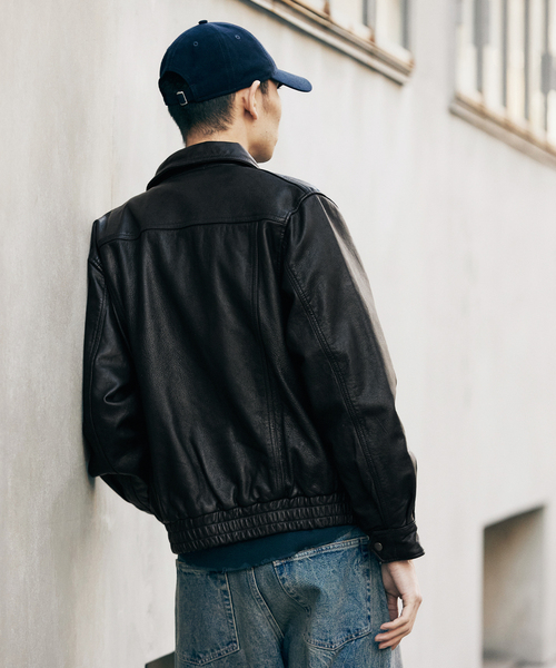 セール】ゴートレザー パネルライン ダッズブルゾン（ブルゾン