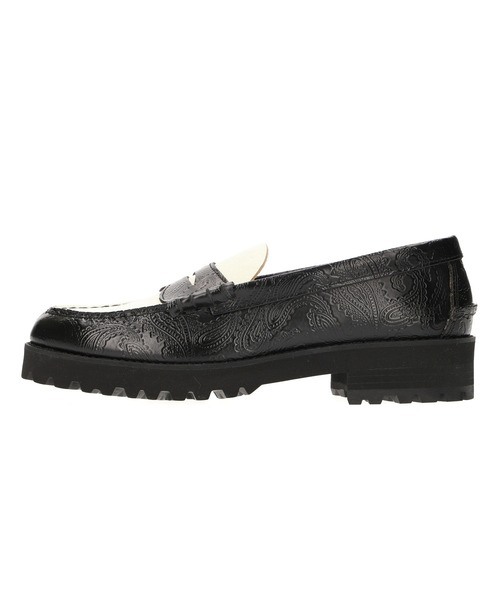 The Kenford Fineshoes(ケンフォードファインシューズ)の「(The Kenford fine shoes)TANK SOLE LOAFERS BLACK WHITE PAISLEY(ローファー・レディース・ホワイト・25.0cm/24.0cm/23.0cm)」の4枚目の写真