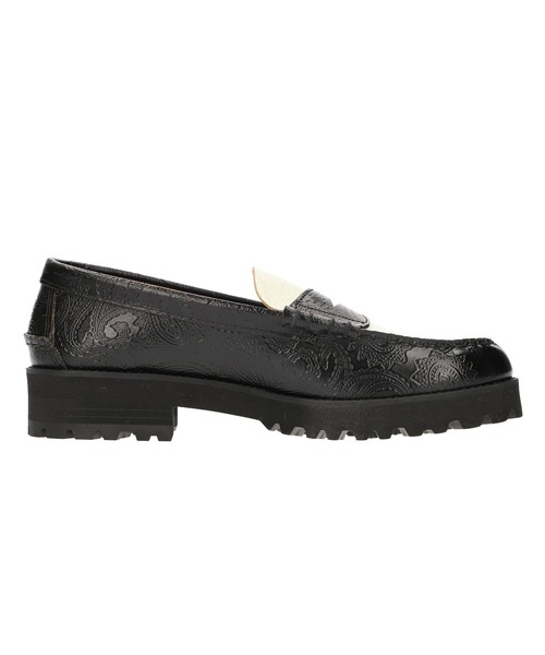 The Kenford fine shoes)TANK SOLE LOAFERS BLACK WHITE PAISLEY
