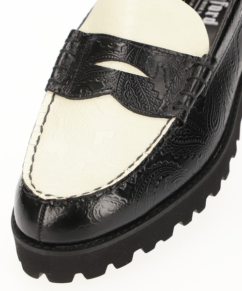 靴 TANK SOLE LOAFERS / BLACK WHITE PAISLEY Paisley Tank Sole Loafers – THE KENFORD FINESHOES