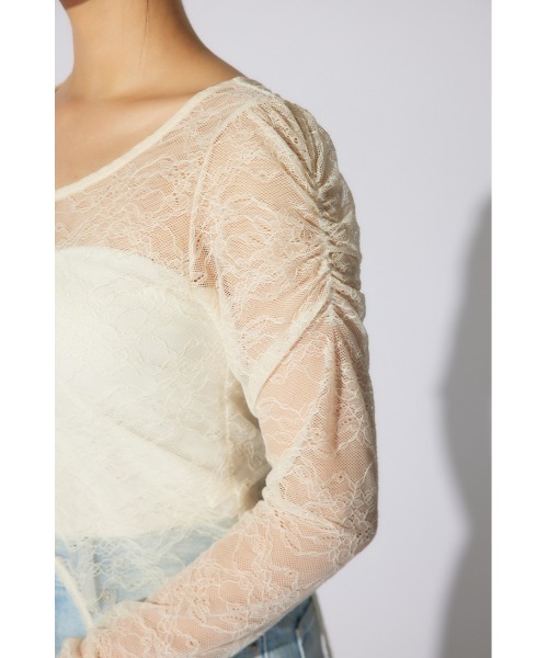 rienda（リエンダ）の「シアーレーストップス　シアートップス 春服（Tシャツ/カットソー・レディース・ライトピンク/ブラック/ホワイト・FREE）」の14枚目の写真