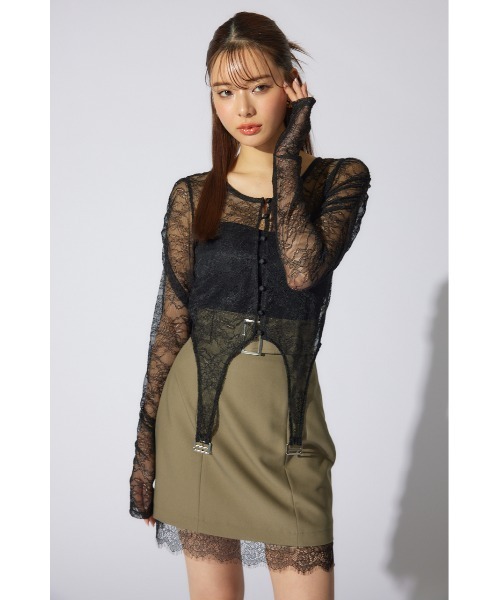 rienda（リエンダ）の「シアーレーストップス　シアートップス 春服（Tシャツ/カットソー・レディース・ライトピンク/ブラック/ホワイト・FREE）」の18枚目の写真