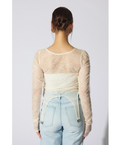 rienda（リエンダ）の「シアーレーストップス　シアートップス 春服（Tシャツ/カットソー・レディース・ライトピンク/ブラック/ホワイト・FREE）」の11枚目の写真