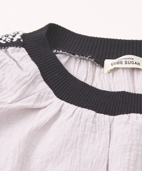 CUBE SUGAR(キューブシュガー)の「綿ボイルガーゼタッチジャガードテーププルオーバー(シャツ/ブラウス・レディース・ホワイト/ブラック/グレー/ブルー・M)」の18枚目の写真