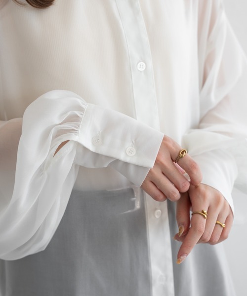 raffime（ラフィミー）の「【Raffime】バックデザインシアーシャツ（シャツ/ブラウス・レディース・ベージュ系その他/ブルー系その他/オフホワイト・フリー）」の6枚目の写真