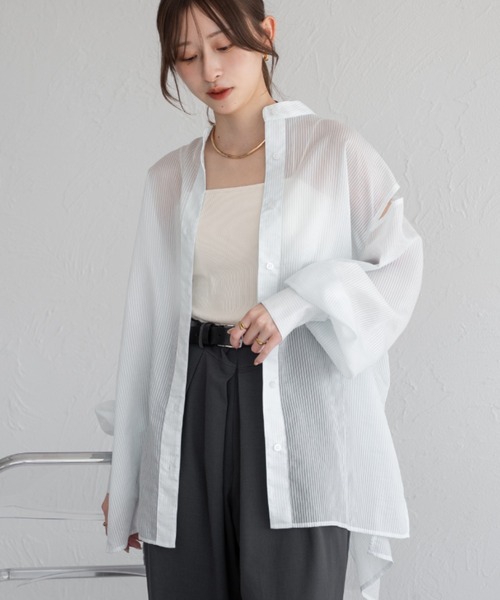 raffime（ラフィミー）の「【Raffime】バックデザインシアーシャツ（シャツ/ブラウス・レディース・ベージュ系その他/ブルー系その他/オフホワイト・フリー）」の11枚目の写真