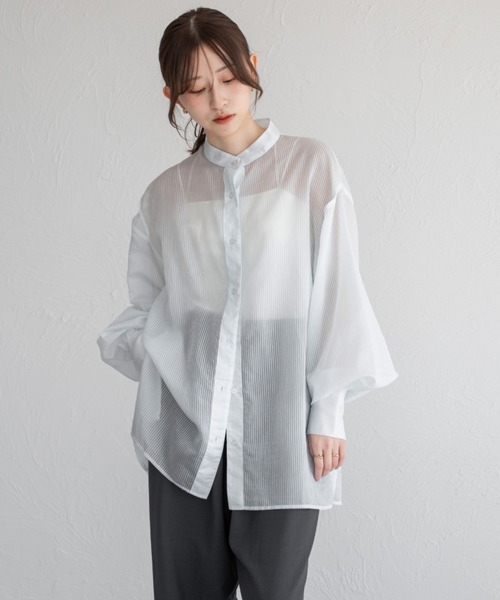 raffime（ラフィミー）の「【Raffime】バックデザインシアーシャツ（シャツ/ブラウス・レディース・ベージュ系その他/ブルー系その他/オフホワイト・フリー）」の7枚目の写真