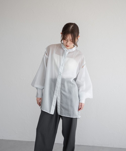 raffime（ラフィミー）の「【Raffime】バックデザインシアーシャツ（シャツ/ブラウス・レディース・ベージュ系その他/ブルー系その他/オフホワイト・フリー）」の10枚目の写真