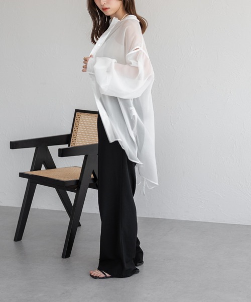 raffime（ラフィミー）の「【Raffime】バックデザインシアーシャツ（シャツ/ブラウス・レディース・ベージュ系その他/ブルー系その他/オフホワイト・フリー）」の19枚目の写真