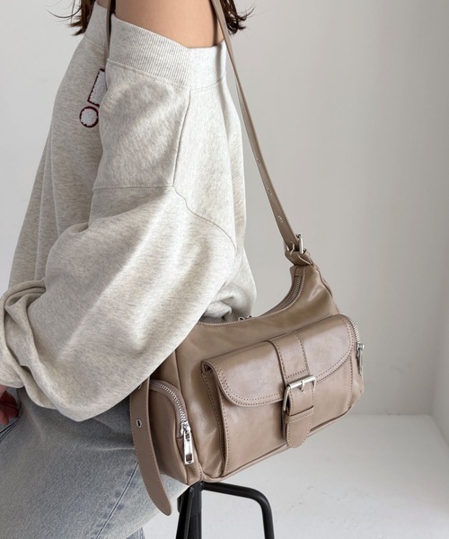 Heather ベルト付きWポケットBAG 323284 ショルダーバッグ セール】ベルト付きWポケットBAG 323284（ショルダーバッグ