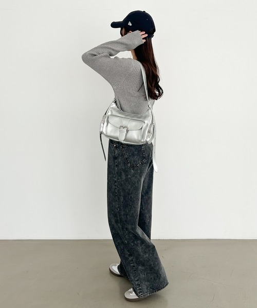 ベルト付きWポケットBAG 323284（ショルダーバッグ）｜Heather