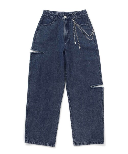 ZIDDY（ジディ）の「【 ニコ☆プチ 掲載 】チャーム付きサイドカットアウトデニムパンツ(130~160cm)（デニムパンツ・キッズ・ネイビー/ブルー・FREE/130cm/140cm/150cm）」の22枚目の写真