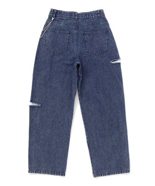 ZIDDY（ジディ）の「【 ニコ☆プチ 掲載 】チャーム付きサイドカットアウトデニムパンツ(130~160cm)（デニムパンツ・キッズ・ネイビー/ブルー・FREE/130cm/140cm/150cm）」の3枚目の写真