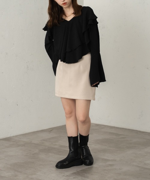 raffime(ラフィミー)の「ハイウエスト台形ミニスカパン(スカート・レディース・ブラック/アイボリー・MEDIUM/SMALL)」の22枚目の写真
