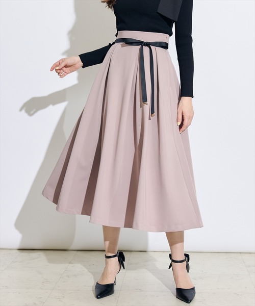 SWINGLE（スウィングル）の「バイカラーリボンベルトタックフレアスカート（スカート・レディース・ピンク/ネイビー/ブラック系その他・MEDIUM/SMALL）」の14枚目の写真