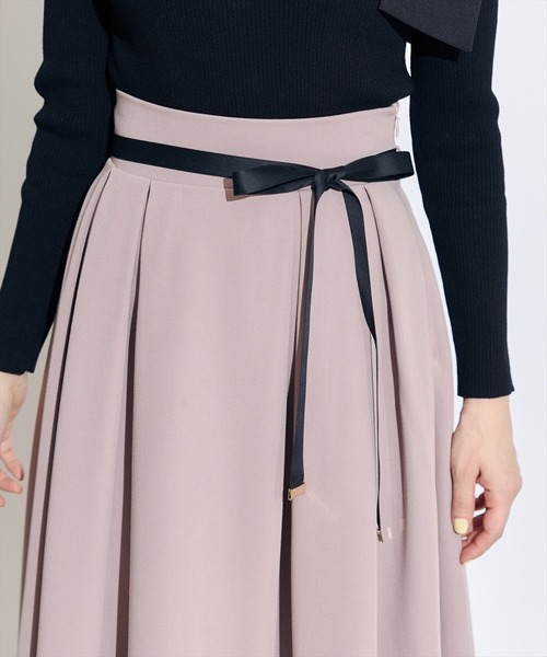 SWINGLE（スウィングル）の「バイカラーリボンベルトタックフレアスカート（スカート・レディース・ピンク/ネイビー/ブラック系その他・MEDIUM/SMALL）」の16枚目の写真