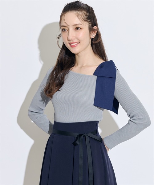 SWINGLE（スウィングル）の「バイカラーリボンベルトタックフレアスカート（スカート・レディース・ピンク/ネイビー/ブラック系その他・MEDIUM/SMALL）」の19枚目の写真