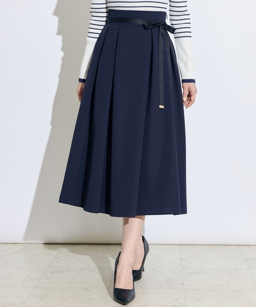 SWINGLE（スウィングル）の「バイカラーリボンベルトタックフレアスカート（スカート・レディース・ピンク/ネイビー/ブラック系その他・MEDIUM/SMALL）」の20枚目の写真