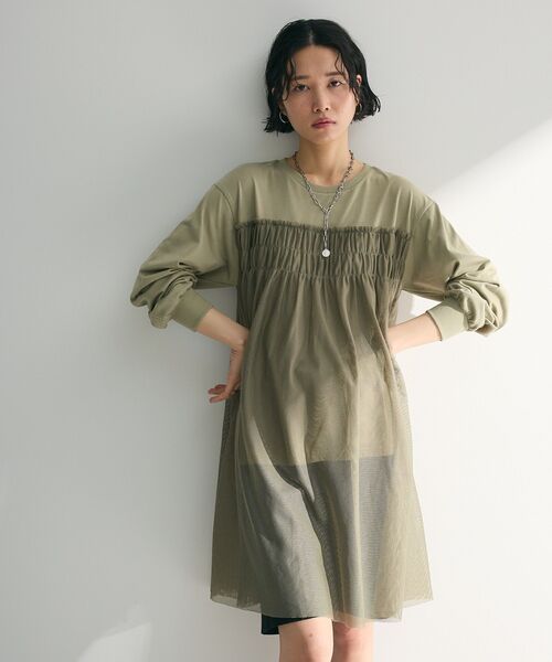 セール】メッシュドッキングレイヤーチュニック（チュニック