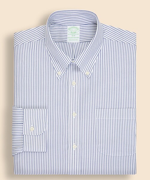 BROOKS BROTHERS(ブルックスブラザーズ)の「Brooks Brothers Explorer ストレッチコットンブレンド ストライプ ドレスシャツ Slim Fit(ビジネスシャツ・メンズ・ネイビー・15-33/15 1/2-31/15 1/2-32/16 1/2-33/17-33/14 1/2-31/14 1/2-32/15-31/15-32/15 1/2-33/16-31/16-32/16-33/16 1/2-32/16 1/2-34/17-32)」の2枚目の写真